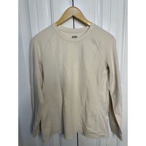 Women's Thermal Shirt Medium White Cotton Blend Long Sleeves Base Layer Winter